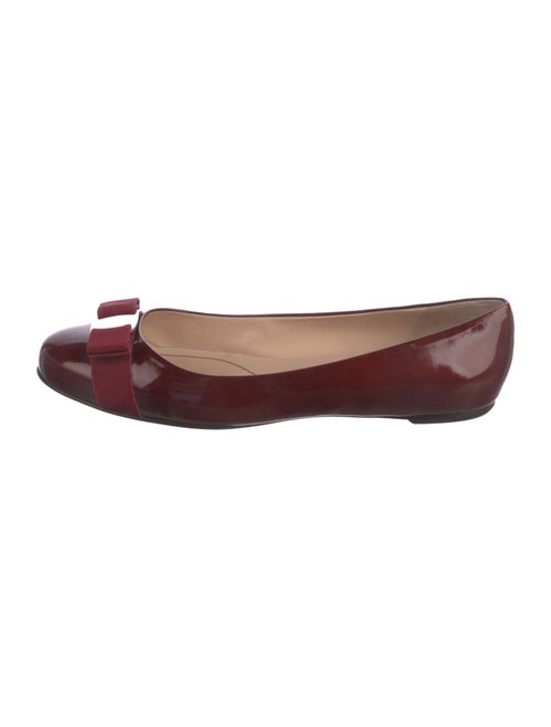 Salvatore Ferragamo Patent Leather Grosgrain Trim Ballet Flats