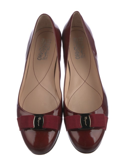 Salvatore Ferragamo Patent Leather Grosgrain Trim Ballet Flats