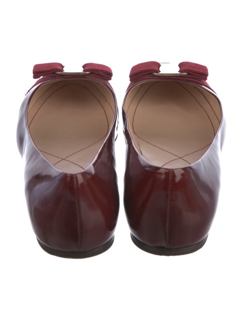 Salvatore Ferragamo Patent Leather Grosgrain Trim Ballet Flats