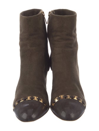 Salvatore Ferragamo Suede Chain-Link Accents Boots