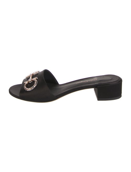 Salvatore Ferragamo Satin Crystal Embellishments Slides
