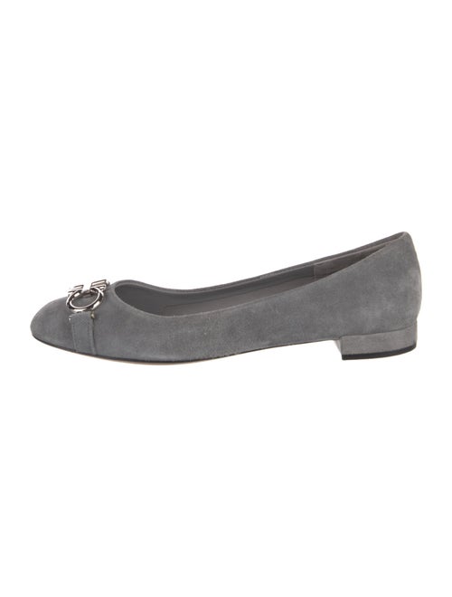 Salvatore Ferragamo Gancini Logo Suede Ballet Flats