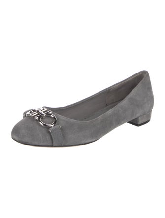 Salvatore Ferragamo Gancini Logo Suede Ballet Flats