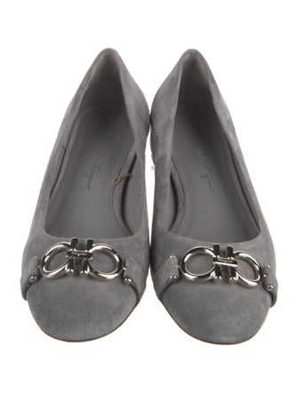 Salvatore Ferragamo Gancini Logo Suede Ballet Flats