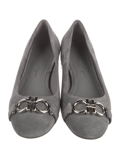 Salvatore Ferragamo Gancini Logo Suede Ballet Flats