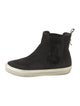 Salvatore Ferragamo Suede Fur Trim Chelsea Boots