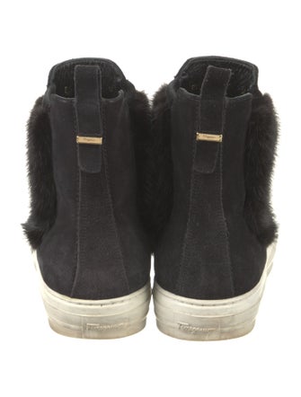 Salvatore Ferragamo Suede Fur Trim Chelsea Boots