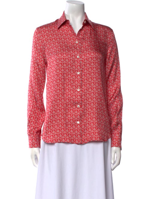 Salvatore Ferragamo Silk Printed Button-Up Top