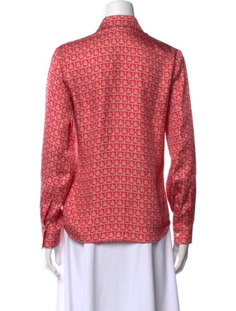 Salvatore Ferragamo Silk Printed Button-Up Top
