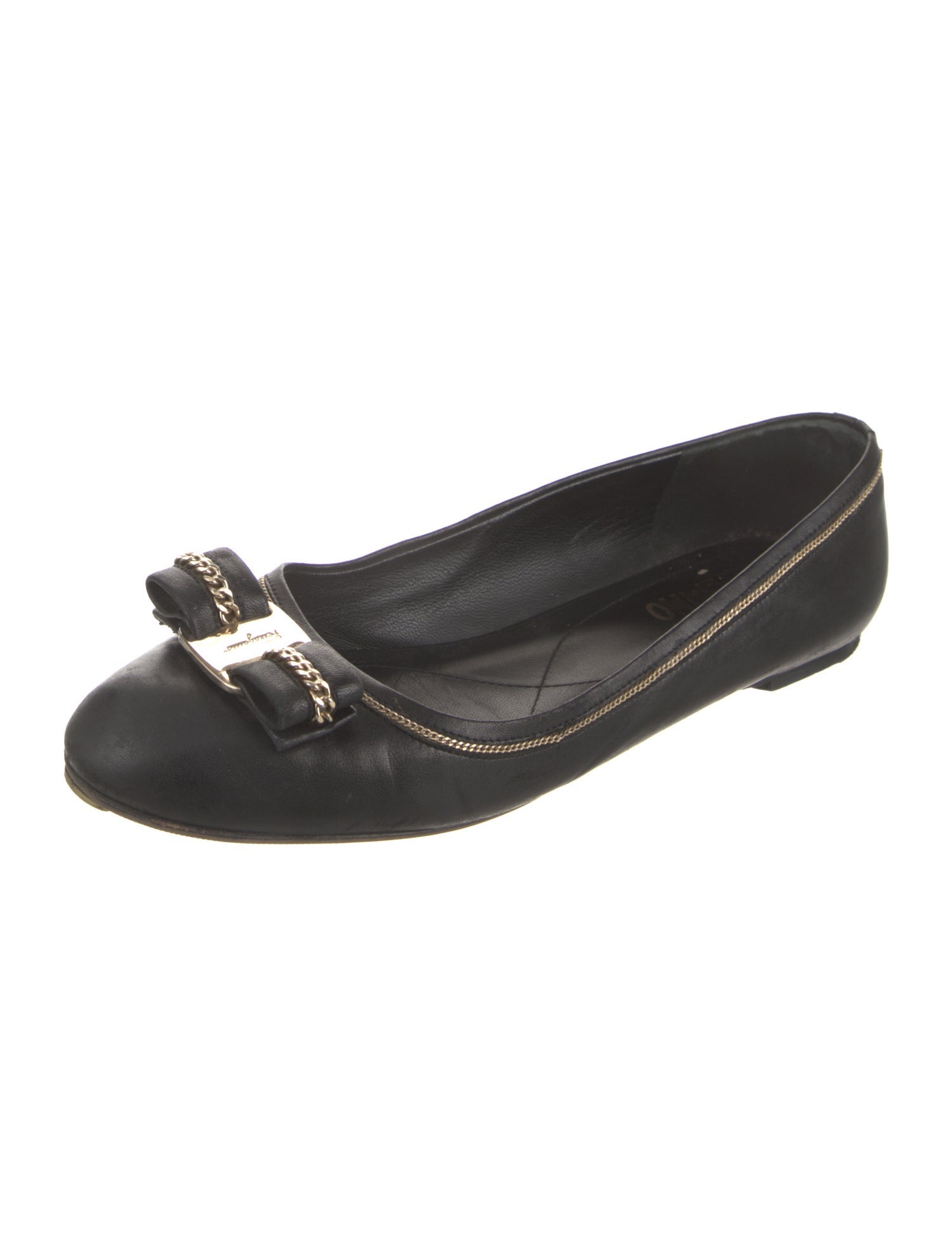 Salvatore Ferragamo Vara Bow Accent Leather Ballet Flats