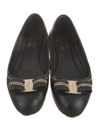 Salvatore Ferragamo Vara Bow Accent Leather Ballet Flats