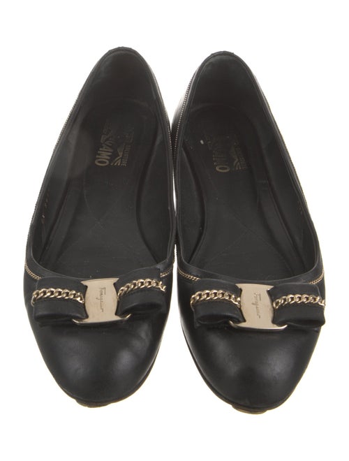 Salvatore Ferragamo Vara Bow Accent Leather Ballet Flats
