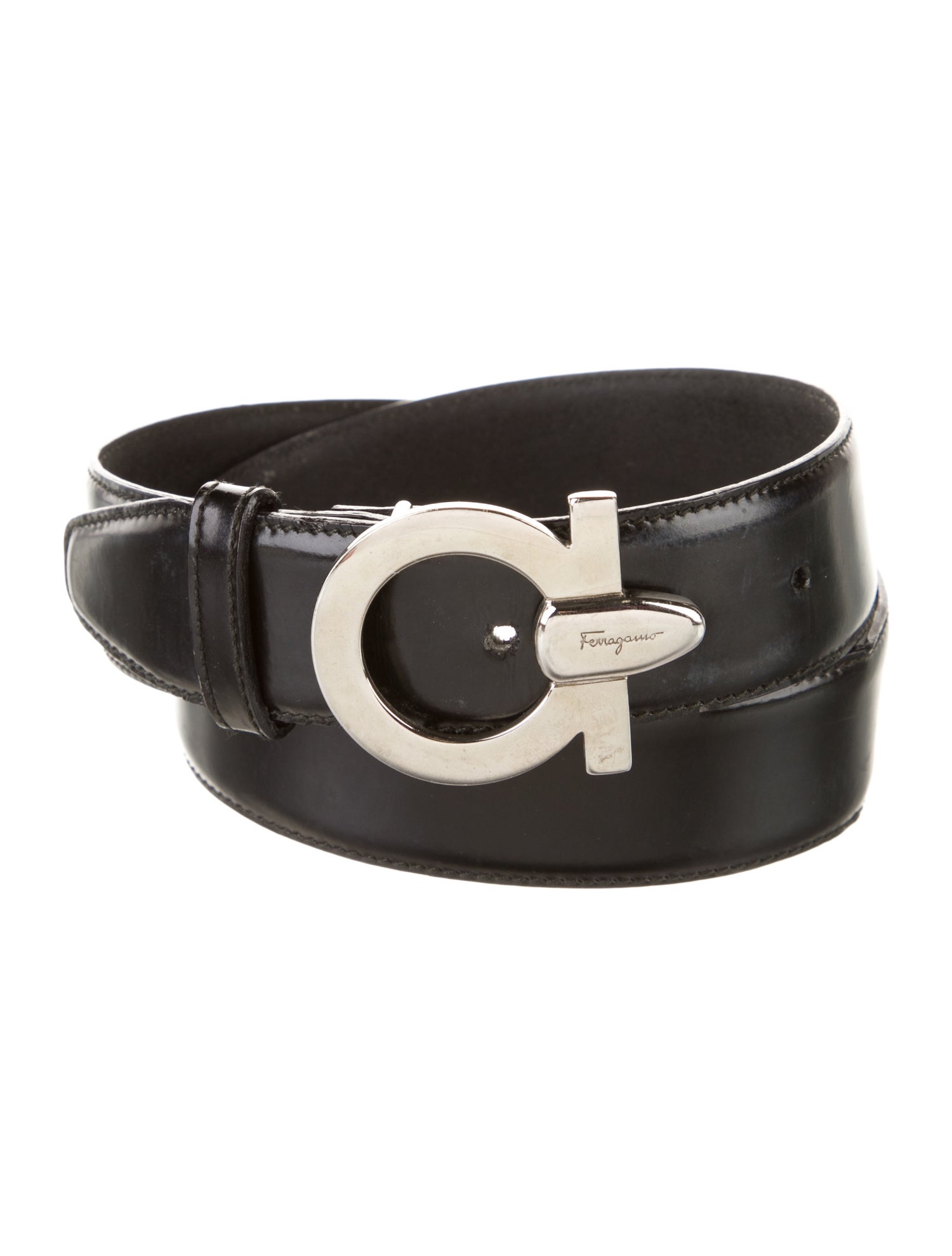 Salvatore Ferragamo Gancini Logo Leather Waist Belt
