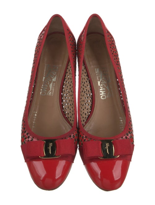 Salvatore Ferragamo Patent Leather Lasercut Accents Pumps