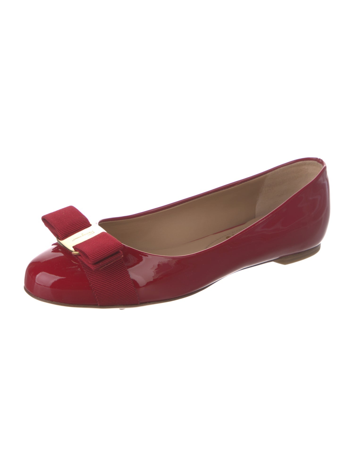 Salvatore Ferragamo Patent Leather Bow Accents Ballet Flats w/ Tags