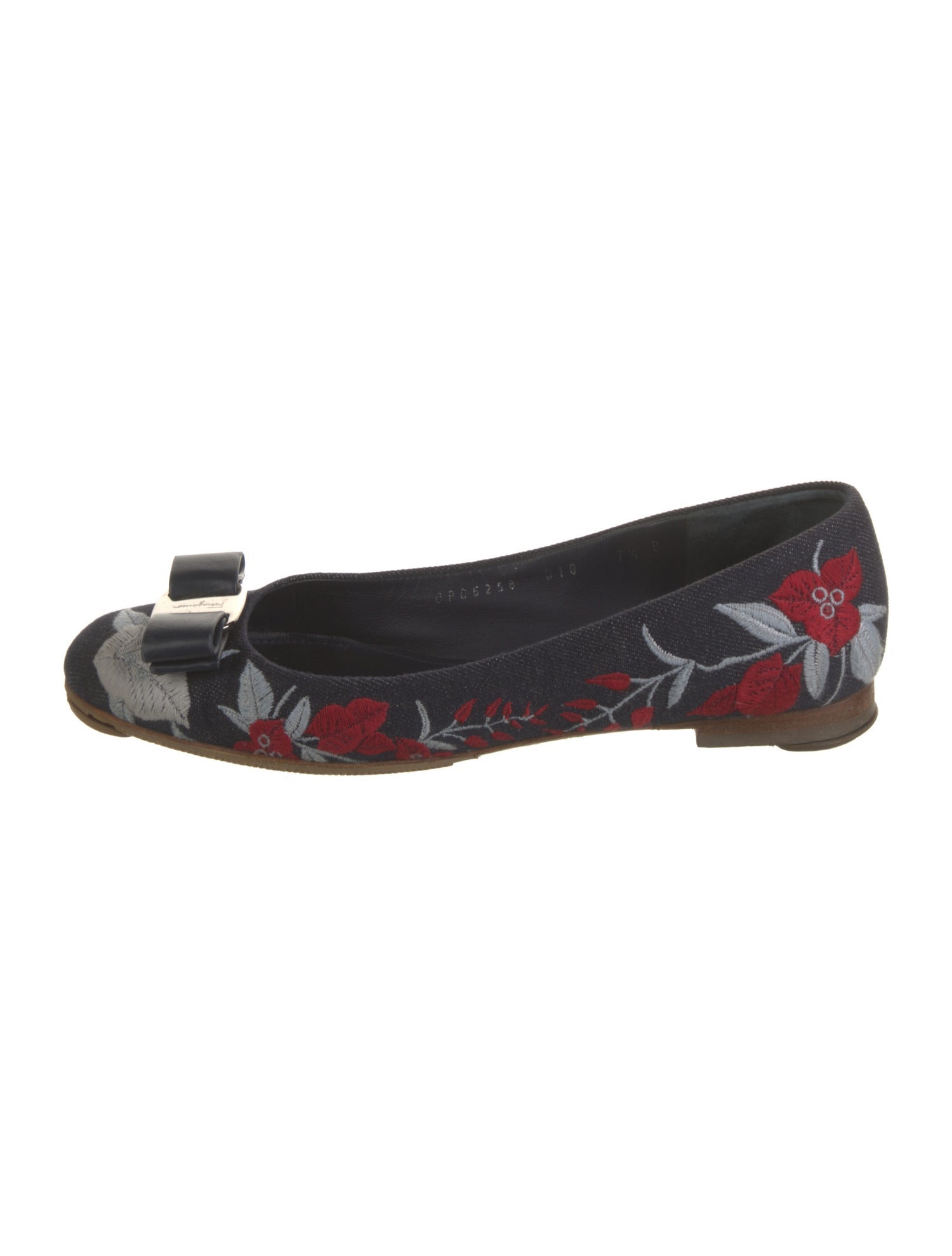 Salvatore Ferragamo Vara Bow Accent Denim Ballet Flats