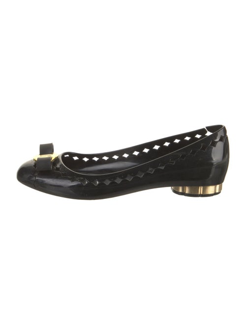 Salvatore Ferragamo Rubber Bow Accents Ballet Flats