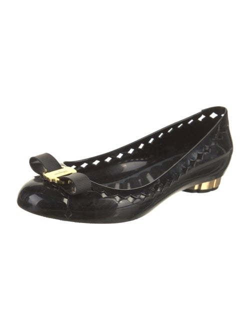Salvatore Ferragamo Rubber Bow Accents Ballet Flats