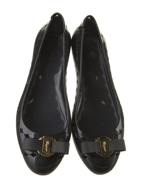 Salvatore Ferragamo Rubber Bow Accents Ballet Flats