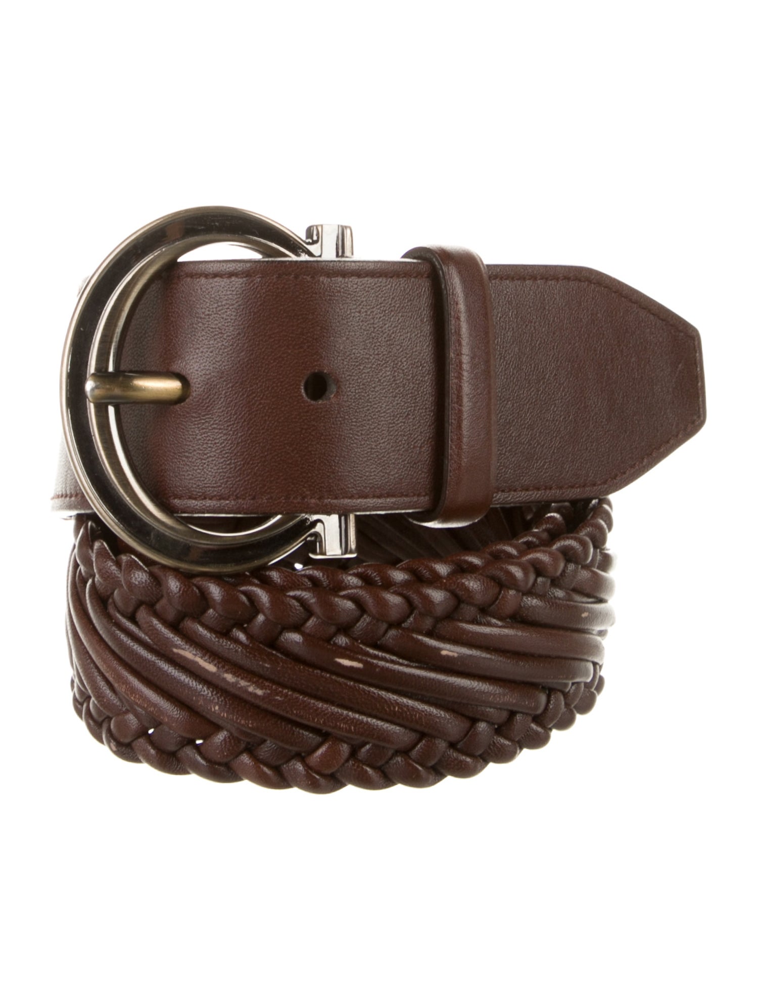 Salvatore Ferragamo Leather Braided Accents Belt