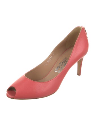 Salvatore Ferragamo Leather Cutout Accent Pumps
