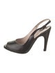 Salvatore Ferragamo Leather Cutout Accent Slingback Pumps