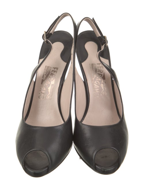 Salvatore Ferragamo Leather Cutout Accent Slingback Pumps