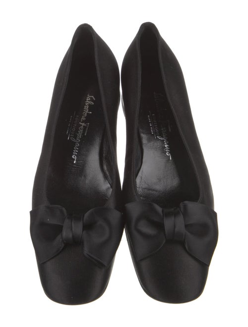 Salvatore Ferragamo Satin Bow Accents Flats