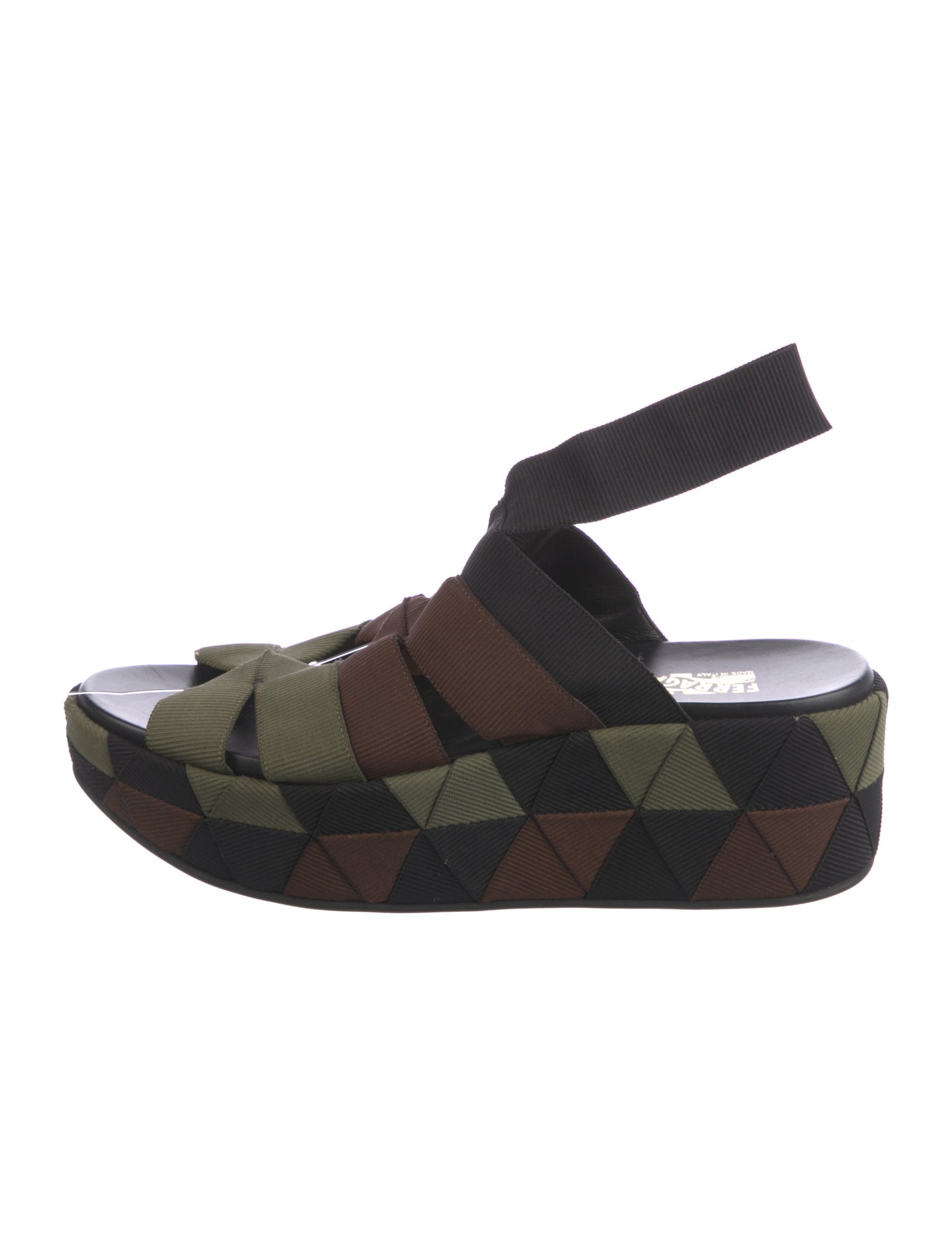 Salvatore Ferragamo Colorblock Pattern Slingback Sandals