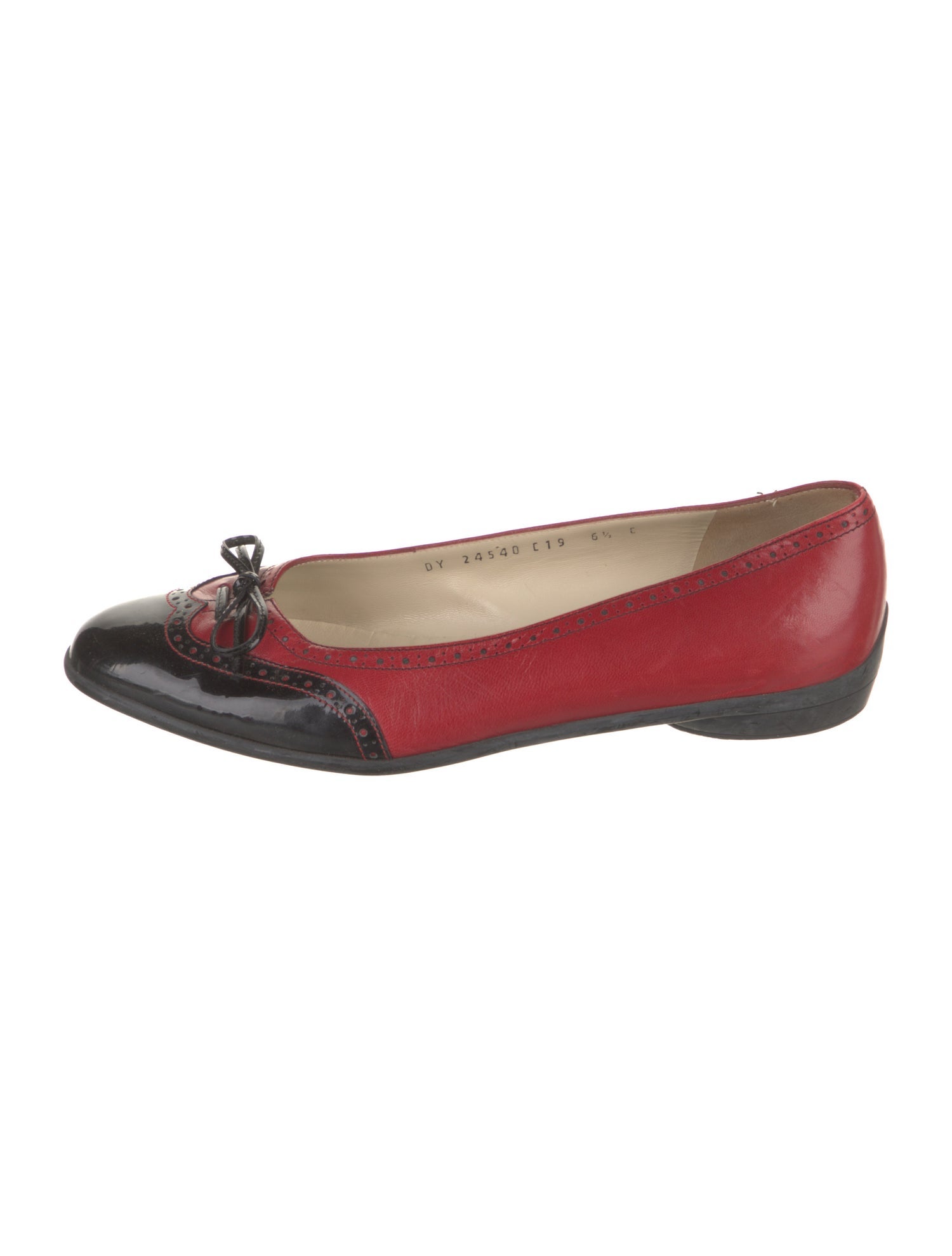 Salvatore Ferragamo Leather Colorblock Pattern Ballet Flats