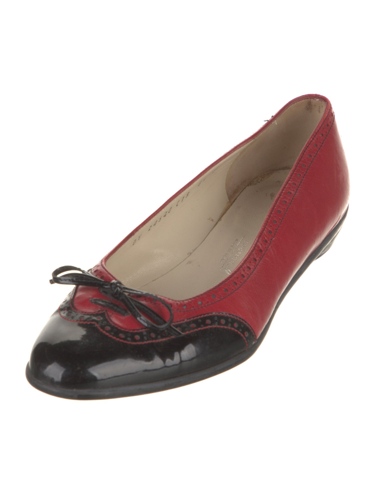 Salvatore Ferragamo Leather Colorblock Pattern Ballet Flats
