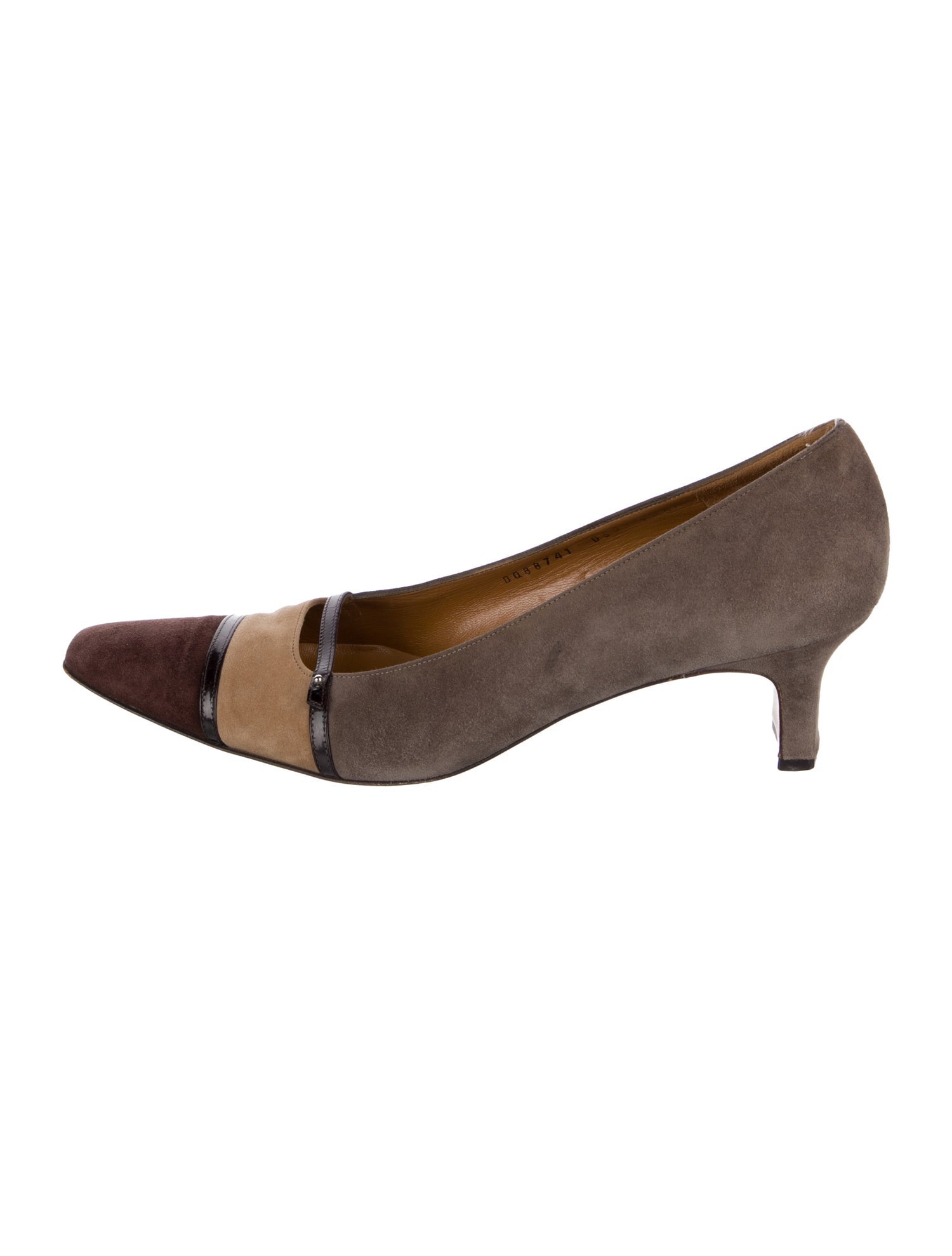 Salvatore Ferragamo Suede Colorblock Pattern Pumps