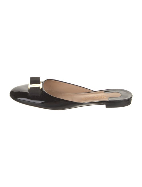 Salvatore Ferragamo Patent Leather Bow Accents Mules