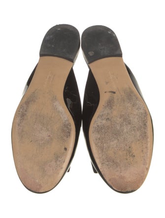 Salvatore Ferragamo Patent Leather Bow Accents Mules