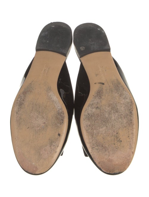 Salvatore Ferragamo Patent Leather Bow Accents Mules