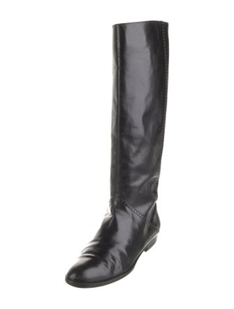 Salvatore Ferragamo Leather Lasercut Accents Riding Boots