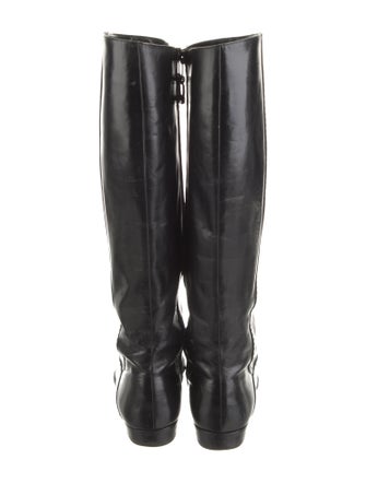 Salvatore Ferragamo Leather Lasercut Accents Riding Boots