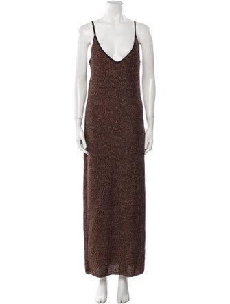 Salvatore Ferragamo V-Neck Long Dress