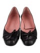 Salvatore Ferragamo Leather Bow Accents Ballet Flats