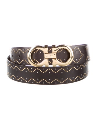 Salvatore Ferragamo Leather Studded Accents Belt