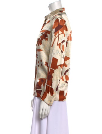 Salvatore Ferragamo Silk Printed Button-Up Top