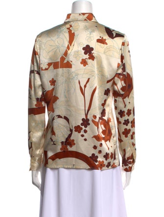 Salvatore Ferragamo Silk Printed Button-Up Top