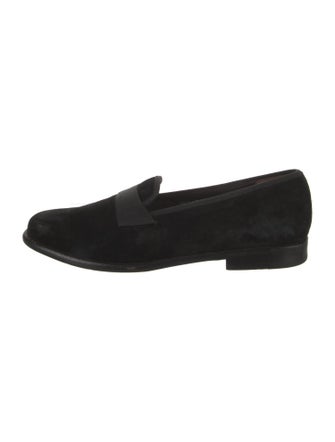 Salvatore Ferragamo Suede Grosgrain Trim Slippers