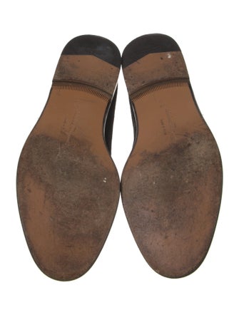 Salvatore Ferragamo Suede Grosgrain Trim Slippers