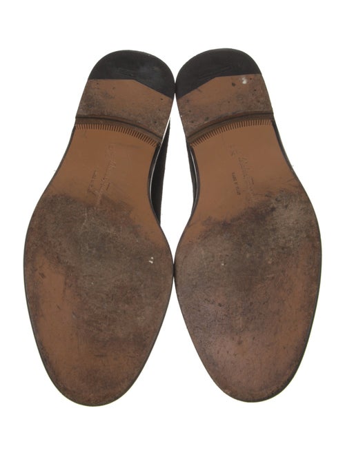 Salvatore Ferragamo Suede Grosgrain Trim Slippers