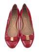 Salvatore Ferragamo Patent Leather Bow Accents Ballet Flats
