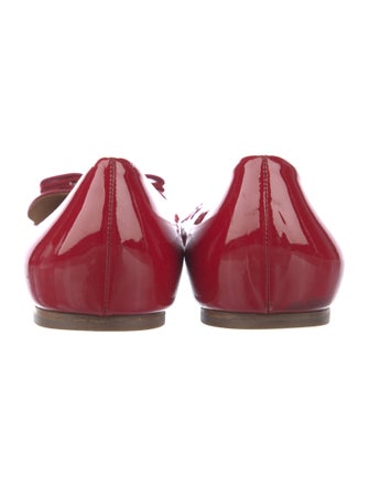 Salvatore Ferragamo Patent Leather Bow Accents Ballet Flats