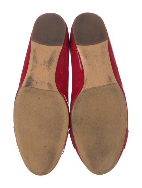 Salvatore Ferragamo Patent Leather Bow Accents Ballet Flats