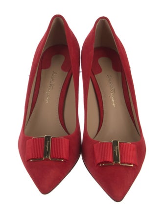 Salvatore Ferragamo Suede Bow Accents Pumps