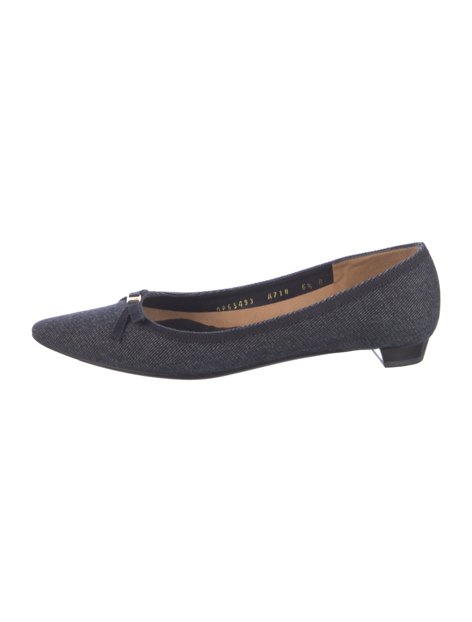 Salvatore Ferragamo Denim Bow Accents Ballet Flats